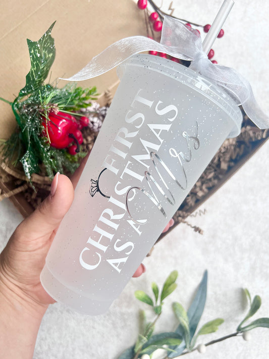 First Christmas as a Mrs - Glitter Cup