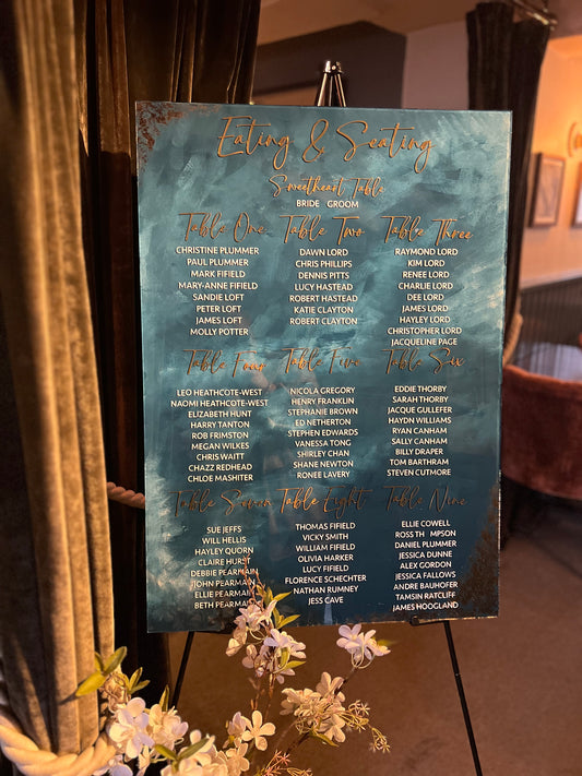 Bespoke UV printed Table Plan
