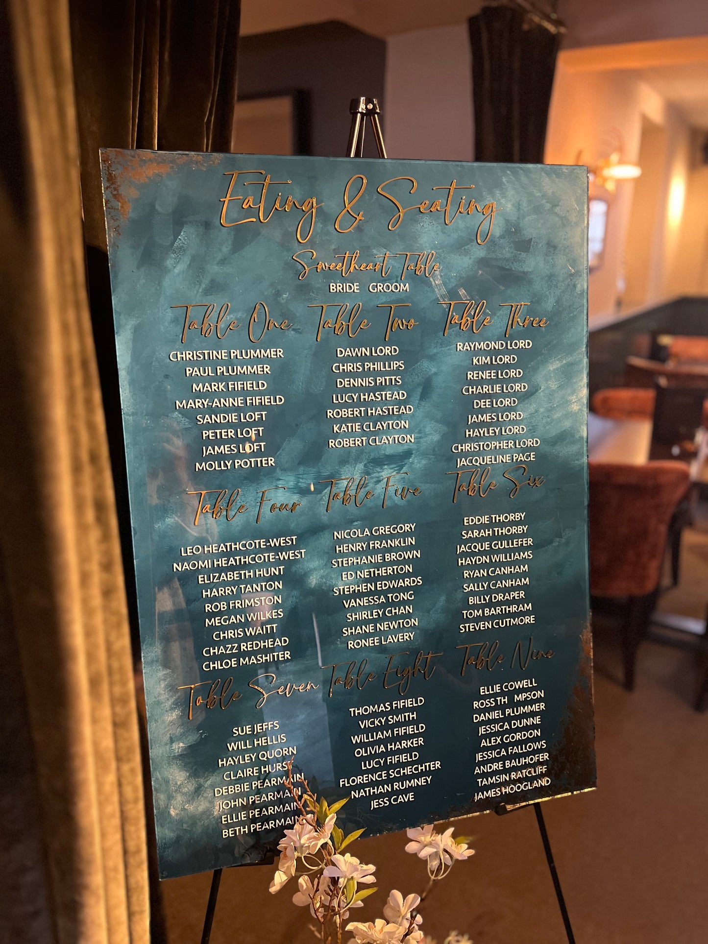 Bespoke UV printed Table Plan