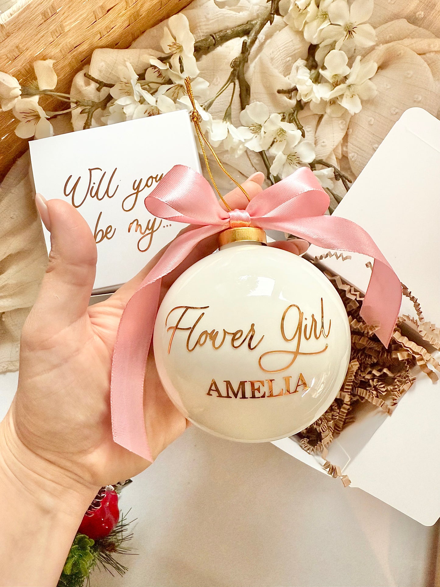 Flower Girl Proposal Ceramic Bauble
