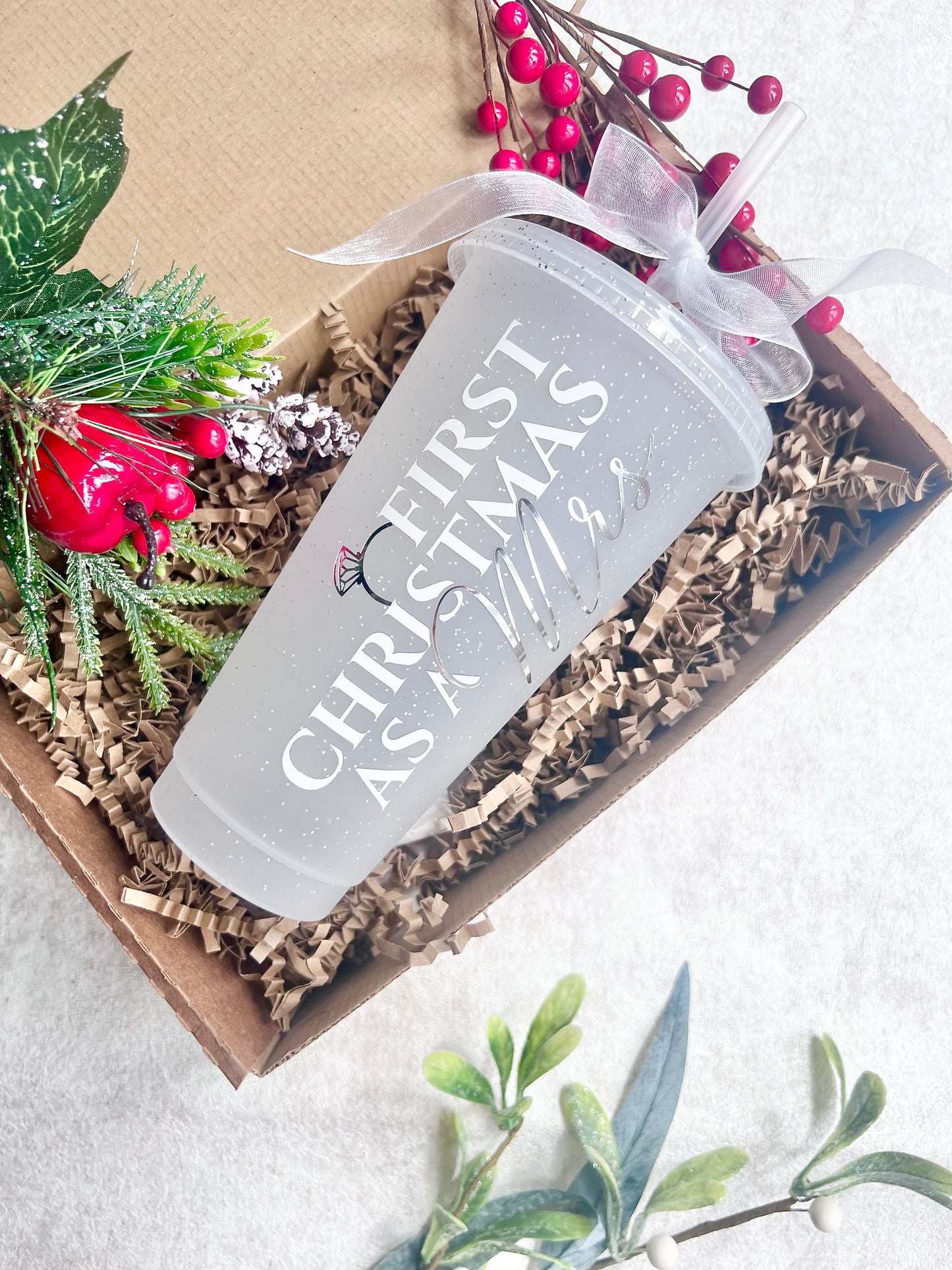 First Christmas as a Mrs - Glitter Cup