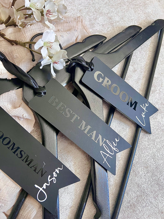 Matte Black Groomsmen Hanger Tag