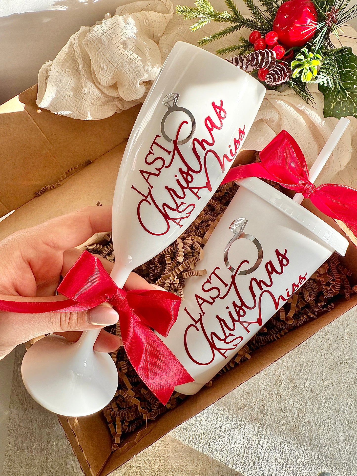 Last Christmas as a Miss - Burgundy Flute/Cup Sets