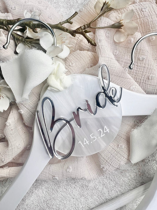 Silver Bride & Pearl Hanger Tag