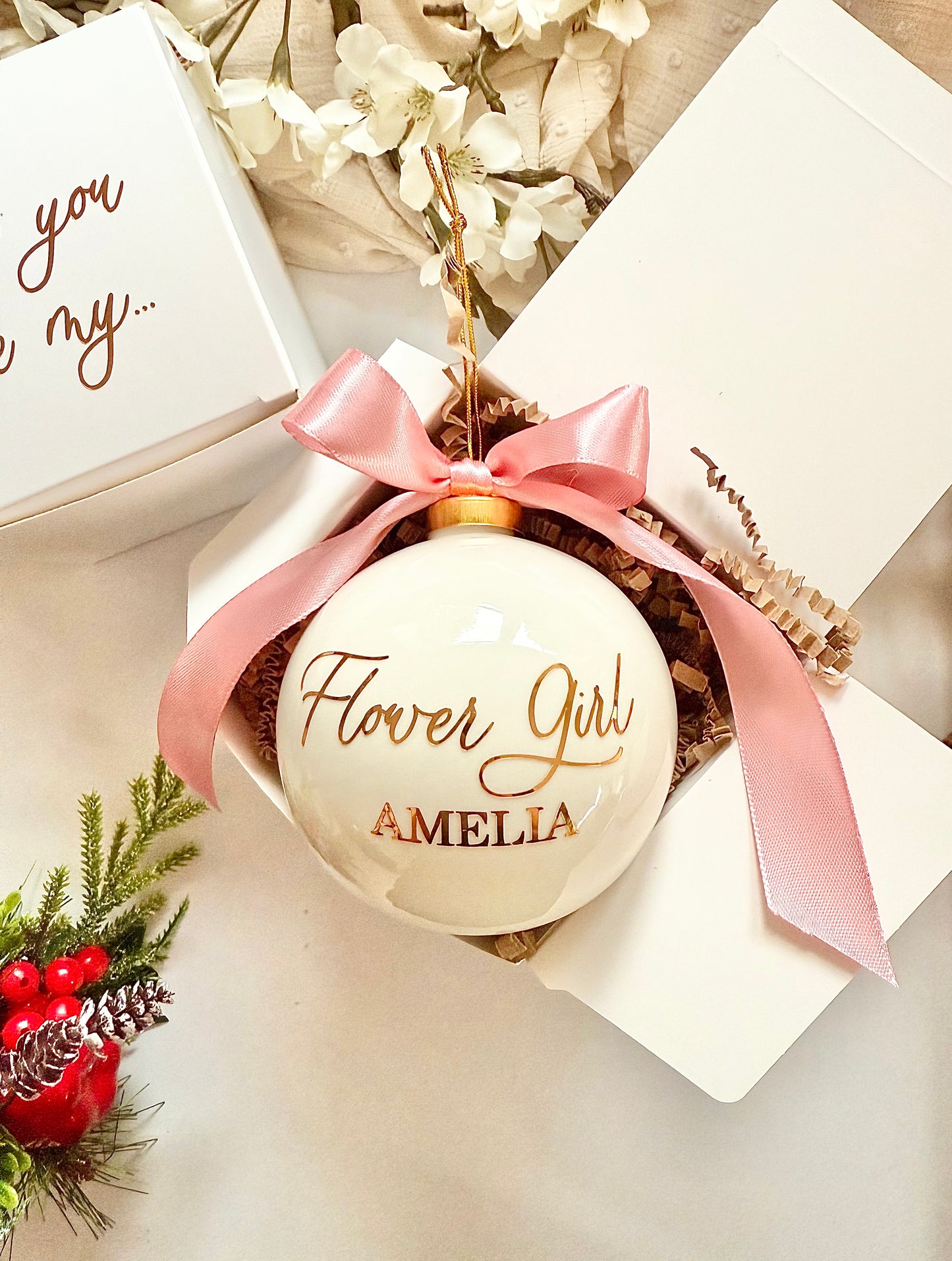 Flower Girl Proposal Ceramic Bauble
