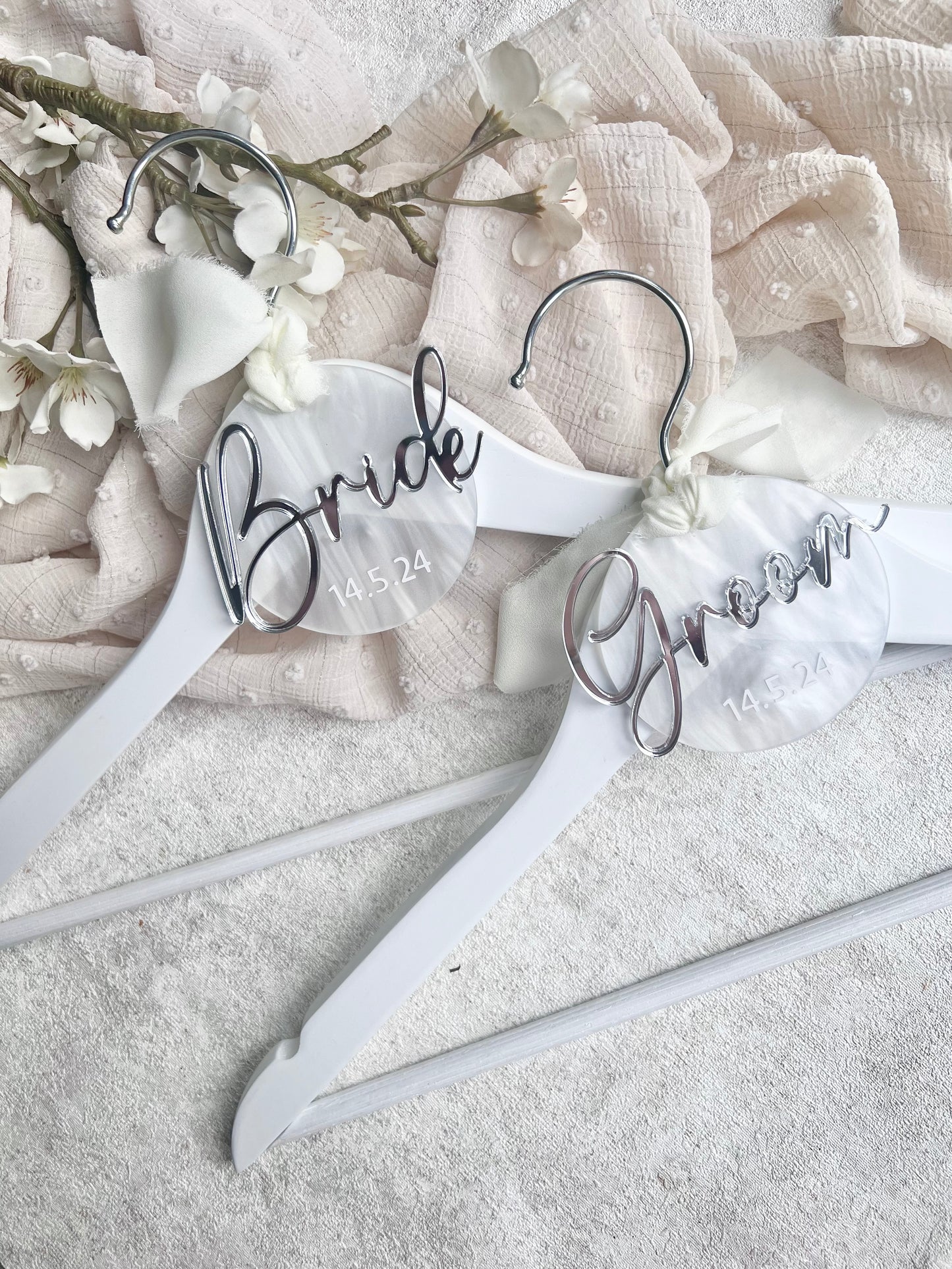 Silver Bride & Pearl Hanger Tag