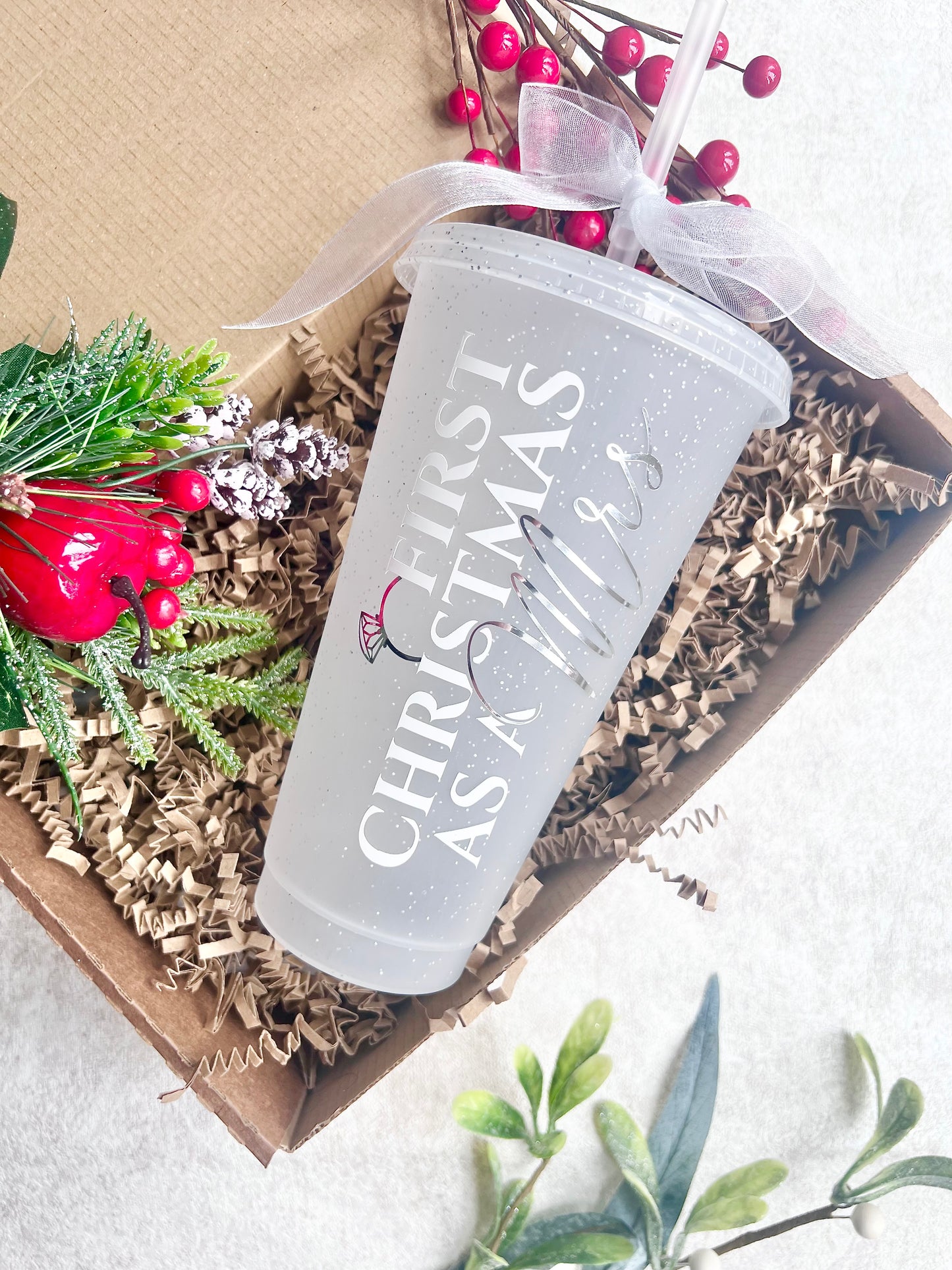 First Christmas as a Mrs - Glitter Cup