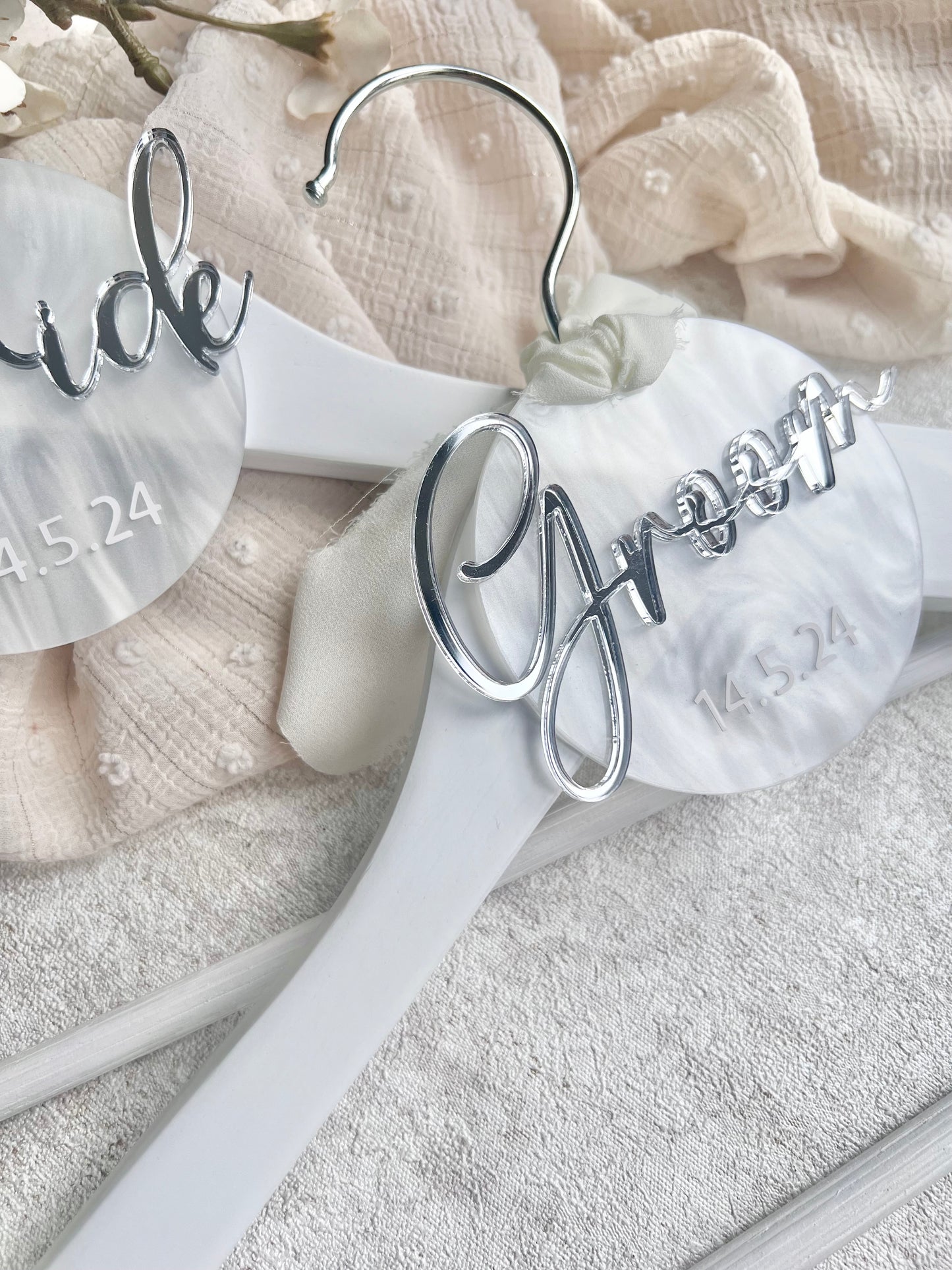 Silver Bride & Pearl Hanger Tag