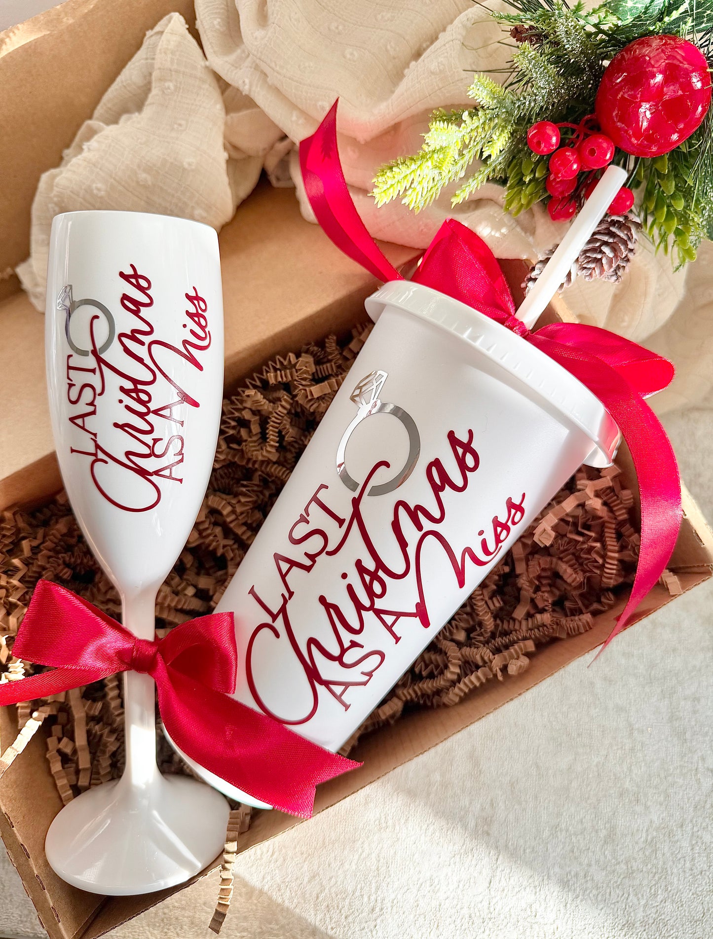 Last Christmas as a Miss - Burgundy Flute/Cup Sets