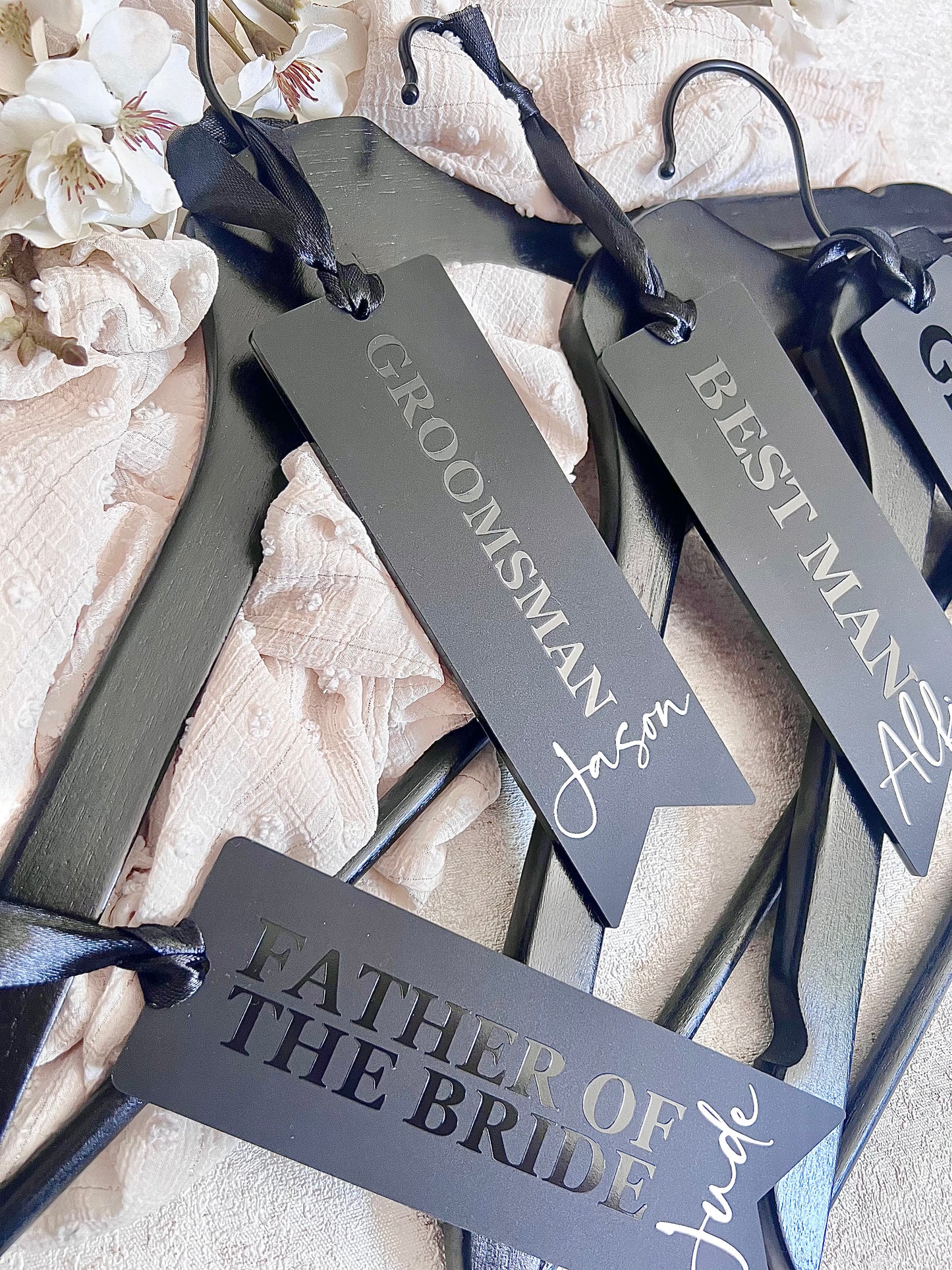 Matte Black Groomsmen Hanger Tag