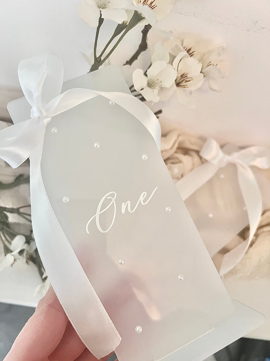 Glossy & Pearl Bow Table Numbers