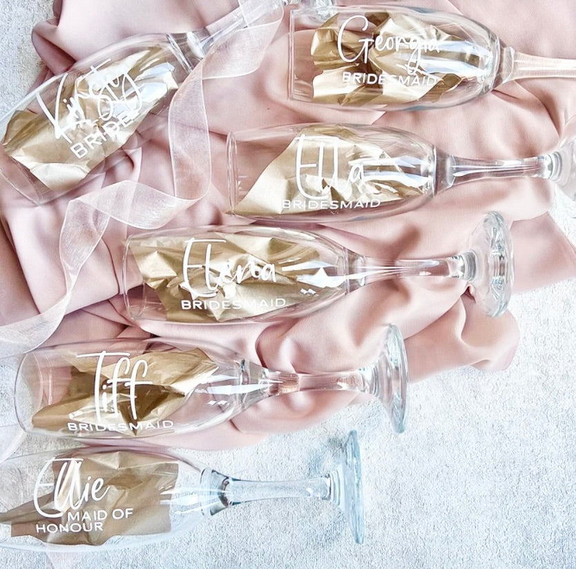 Personalised Glass Champagne Flutes