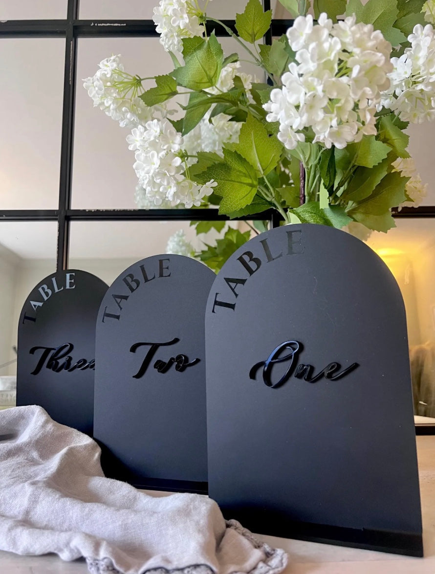 All Black Table Numbers
