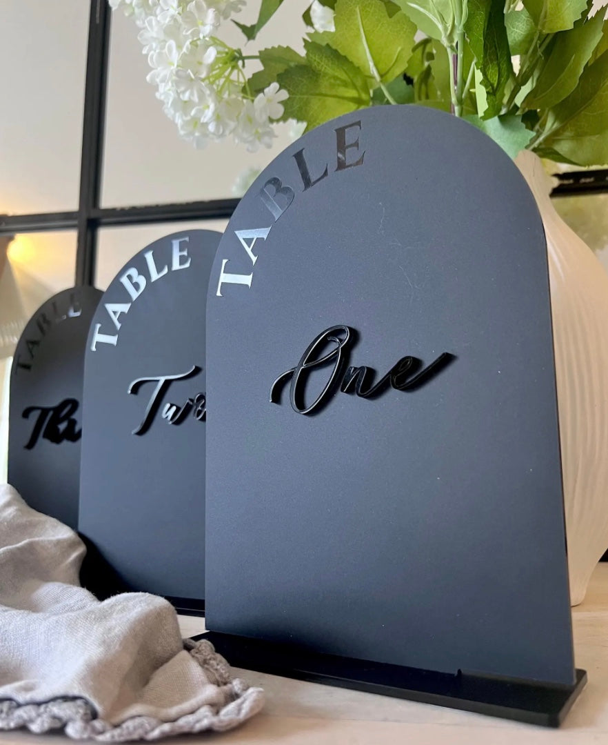 All Black Table Numbers