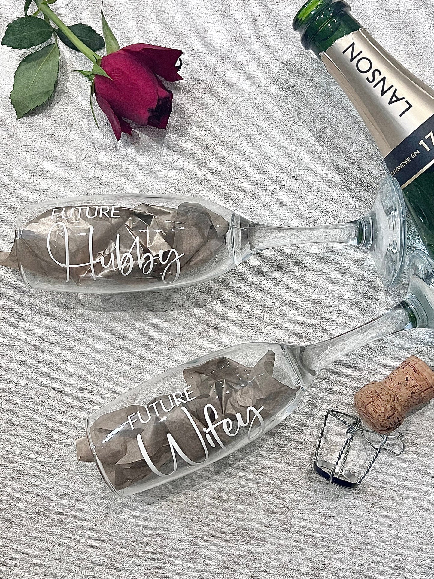 Future Hubby & Wifey Champagne Flutes