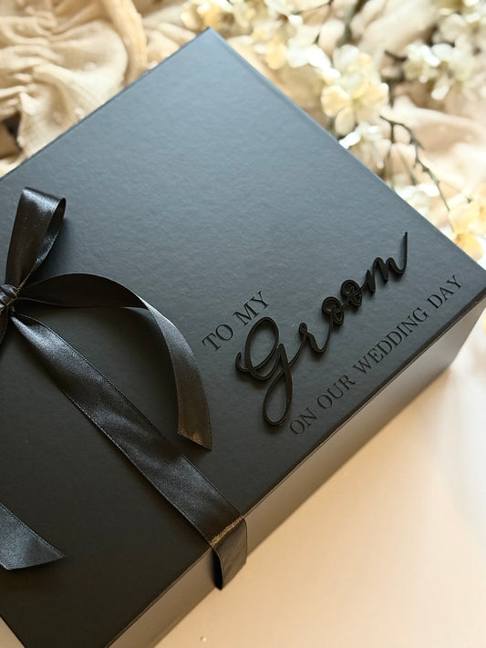 Personalised Groom's Gift Box - Acrylic Heading