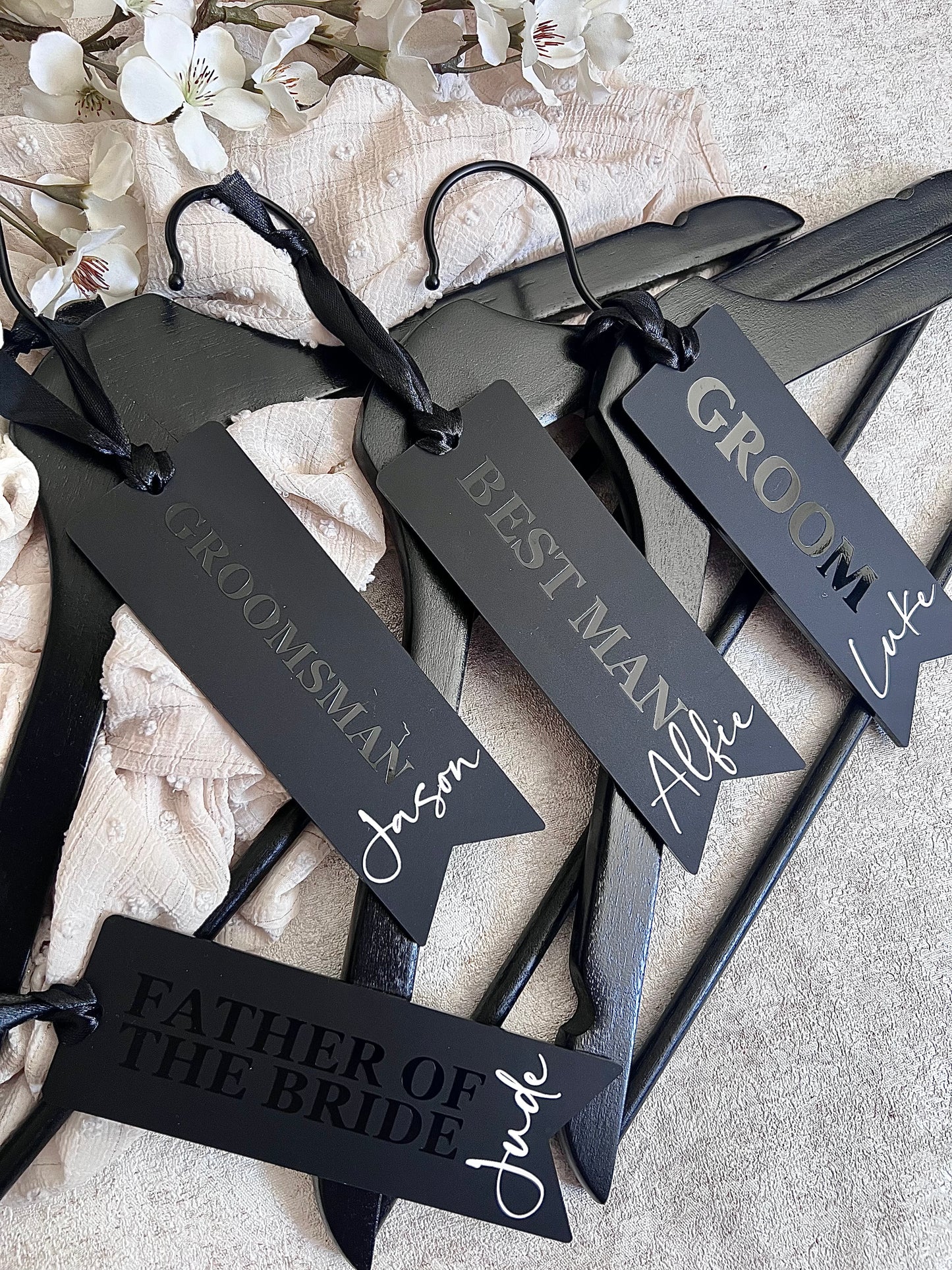 Matte Black Groomsmen Hanger Tag