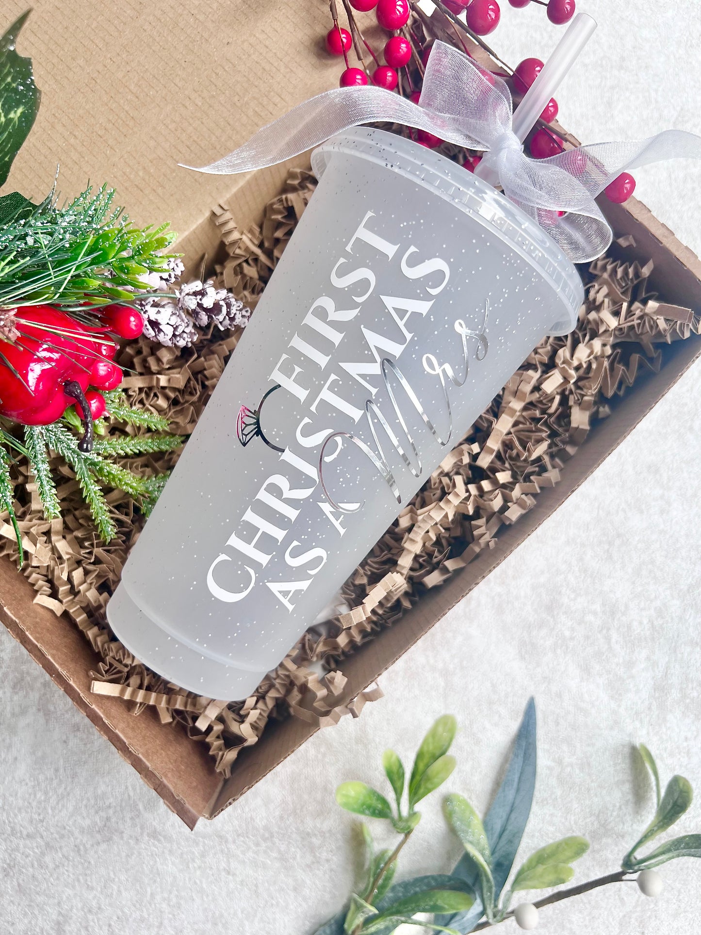 First Christmas as a Mrs - Glitter Cup