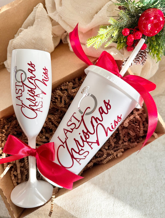 Last Christmas as a Miss - Burgundy Flute/Cup Sets