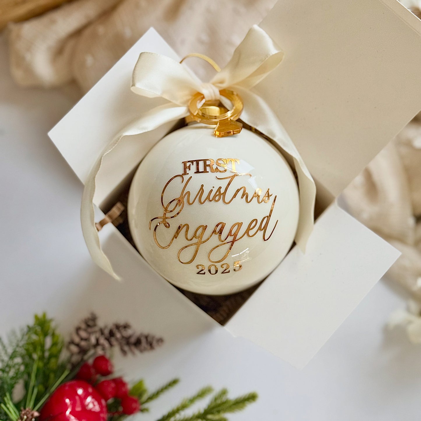 First Christmas Engaged Bauble