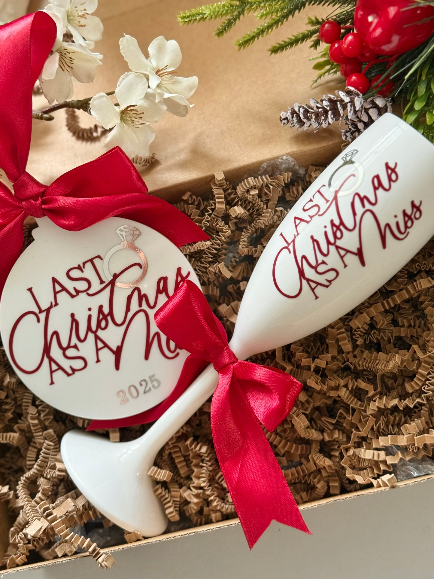 Last Christmas as a Miss - Burgundy Flute/Cup Sets