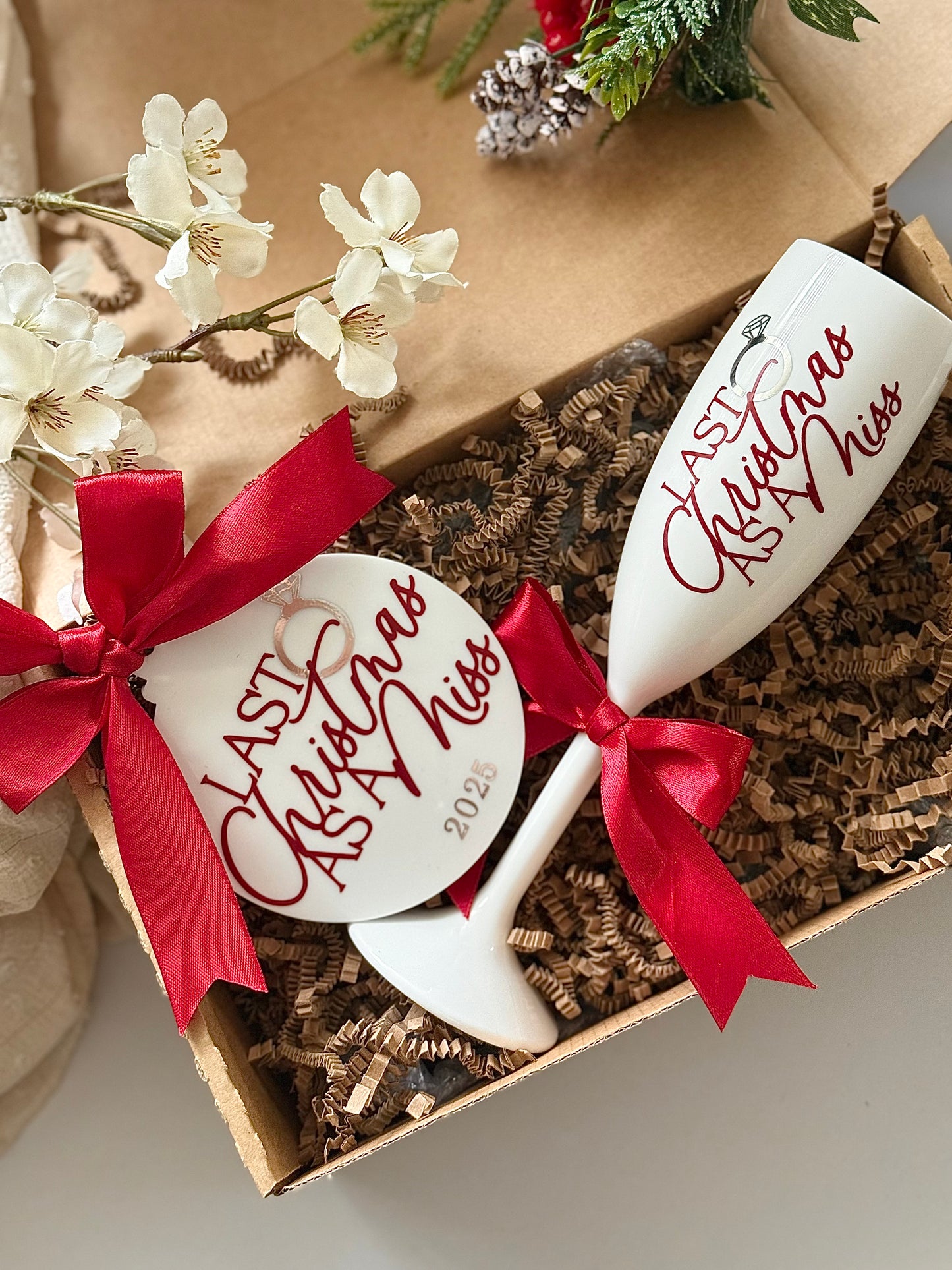 Last Christmas as a Miss - Burgundy Flute/Cup Sets