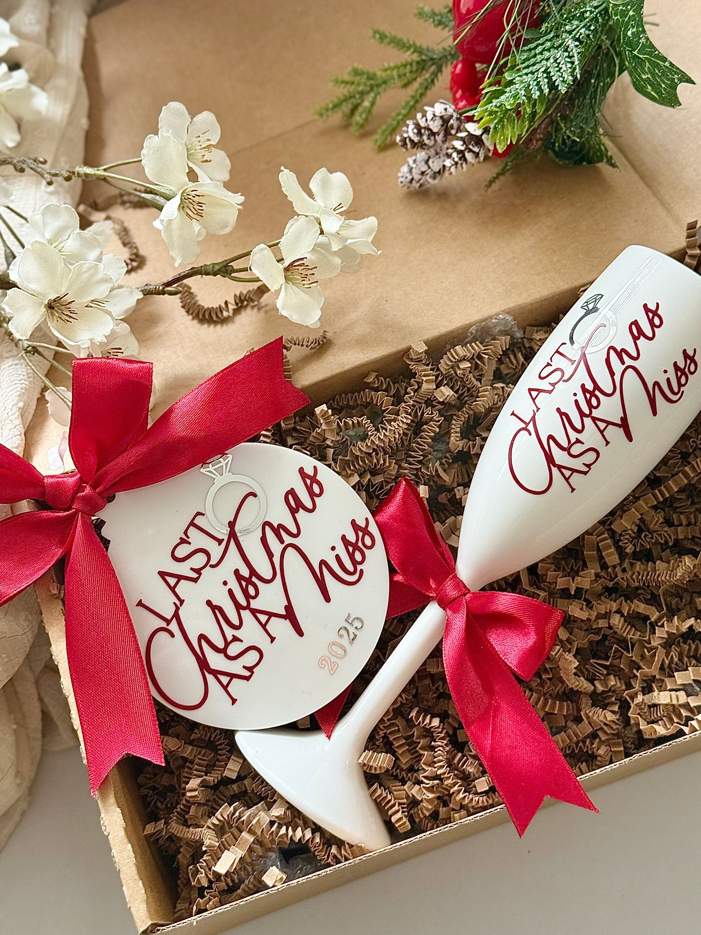 Last Christmas as a Miss - Burgundy Flute/Cup Sets