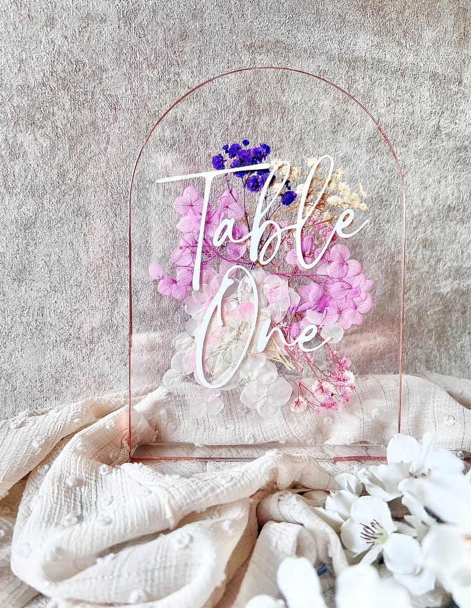 Pressed Flower Table Numbers